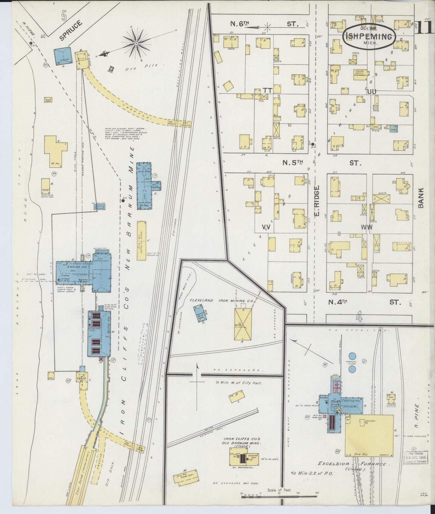 Sanborn Fire Insurance Map from Ishpeming, Marquette County, Michigan (1892), Sheet #0011 - Complete Map Set gallery image, historic Sanborn map, vintage wall art, Michigan Michigan
