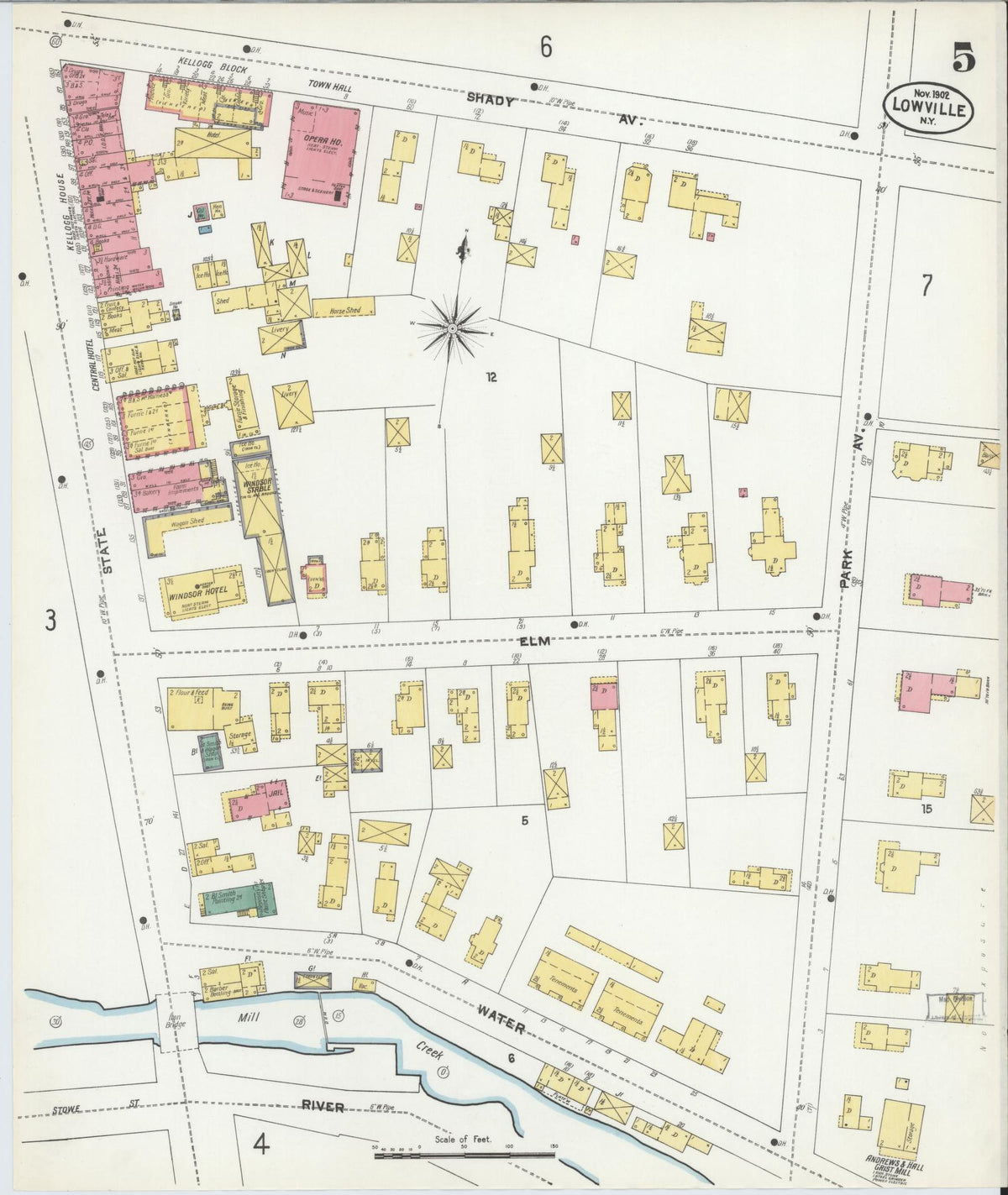 Sanborn Fire Insurance Map from Lowville, Lewis County, New York (1902), Sheet #0005 - Complete Map Set gallery image, historic Sanborn map, vintage wall art, New York New York
