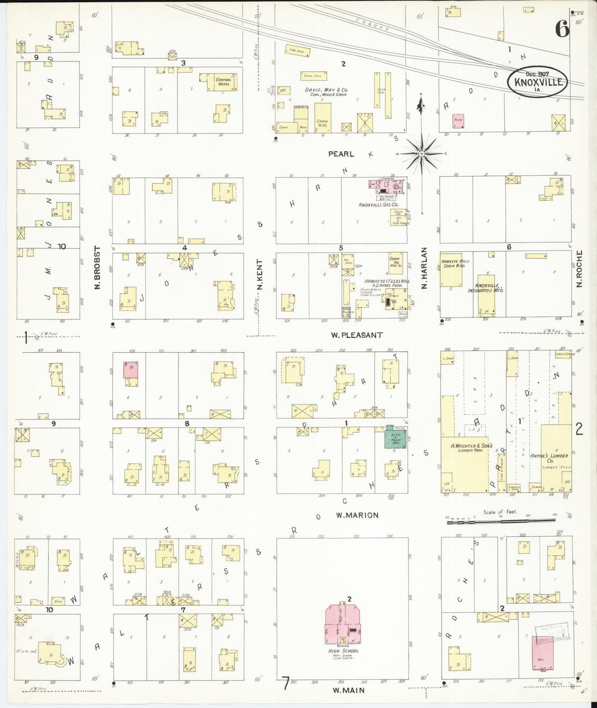 Sanborn Fire Insurance Map from Knoxville, Marion County, Iowa (1907), Sheet #0006 - Historic Sanborn Fire Insurance Map Print