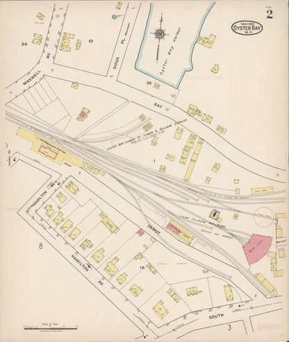 Sanborn Fire Insurance Map from Oyster Bay, Nassau County, New York (1922), Sheet #0002 - Historic Sanborn Fire Insurance Map Print, vintage old map wall art, antique decor, genealogy gift, New York New York map
