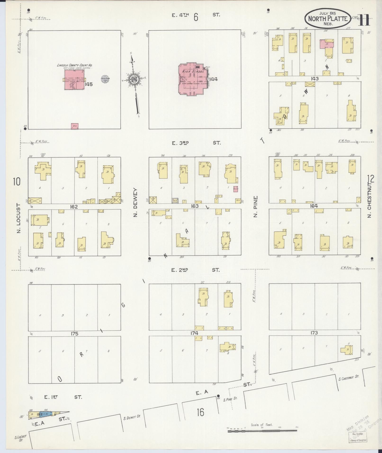 Sanborn Fire Insurance Map from North Platte, Lincoln County, Nebraska (1915), Sheet #0011 - Complete Map Set gallery image, historic Sanborn map, vintage wall art, Nebraska Nebraska