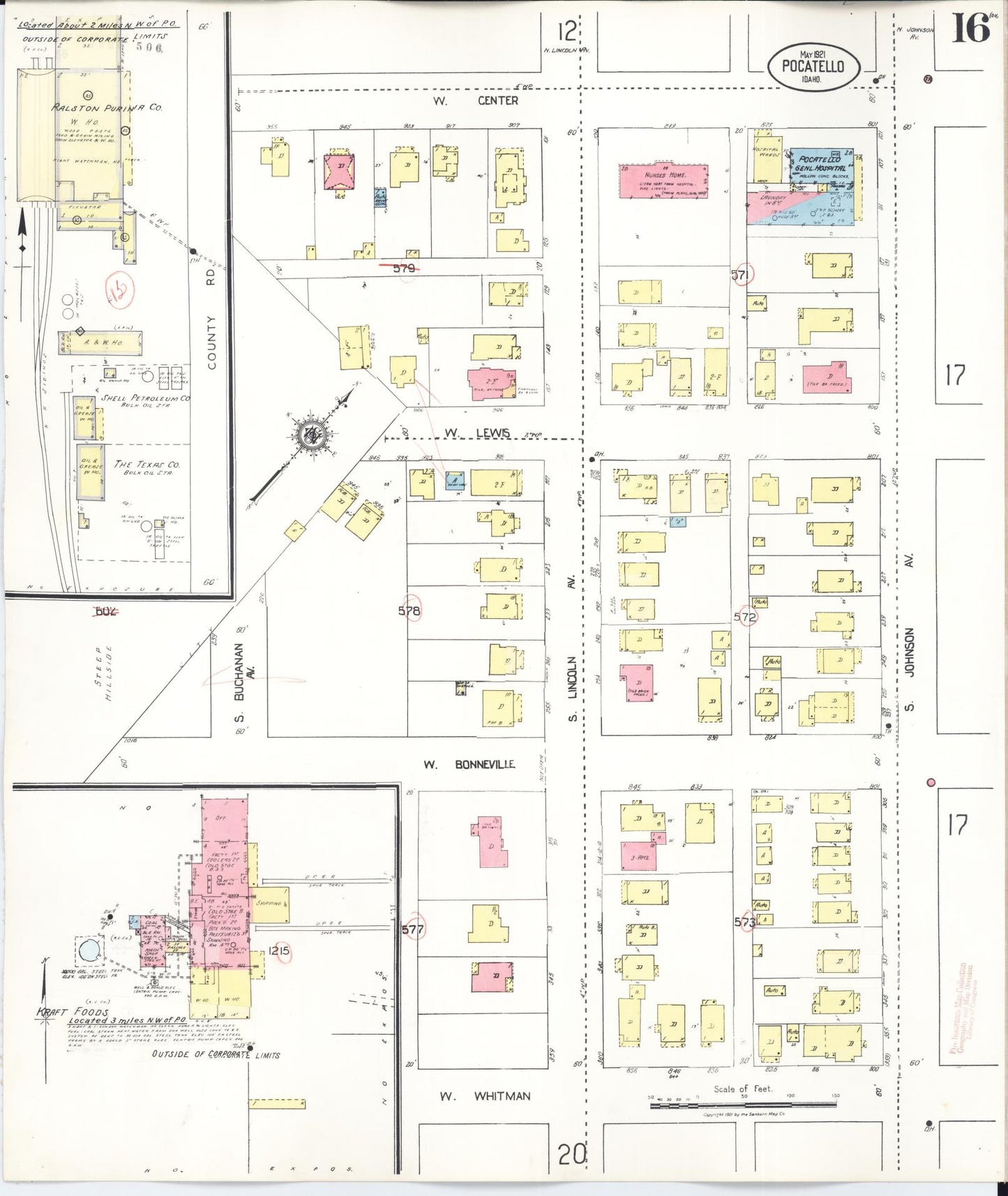 Sanborn Fire Insurance Map from Pocatello, Bannock County, Idaho (1948), Sheet #0016 - Complete Map Set gallery image, historic Sanborn map, vintage wall art, Idaho Idaho