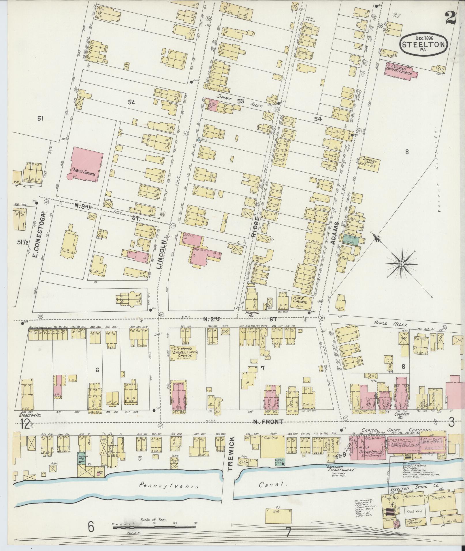 Sanborn Fire Insurance Map from Steelton, Dauphin County, Pennsylvania (1896), Sheet #0002 - Complete Map Set gallery image, historic Sanborn map, vintage wall art, Pennsylvania Pennsylvania