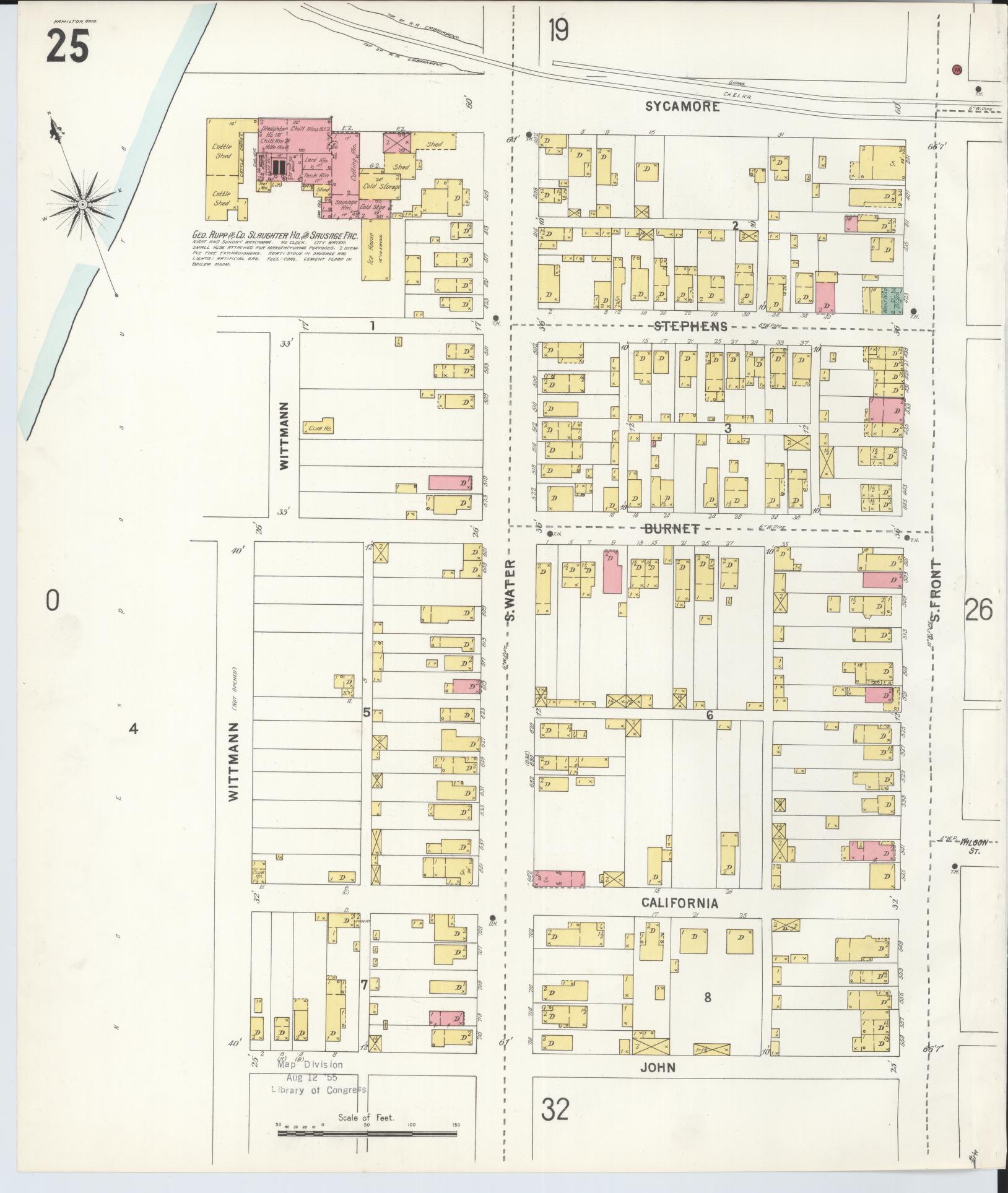Sanborn Fire Insurance Map from Hamilton, Butler County, Ohio (1899), Sheet #0025 - Historic Sanborn Fire Insurance Map Print, vintage old map wall art, antique decor, genealogy gift, Ohio Ohio map