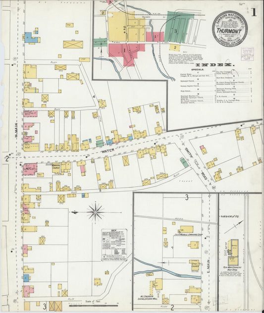 Sanborn Fire Insurance Map from Thurmont, Frederick County, Maryland (1904), Sheet #0001 - Historic Sanborn Fire Insurance Map Print, vintage old map wall art