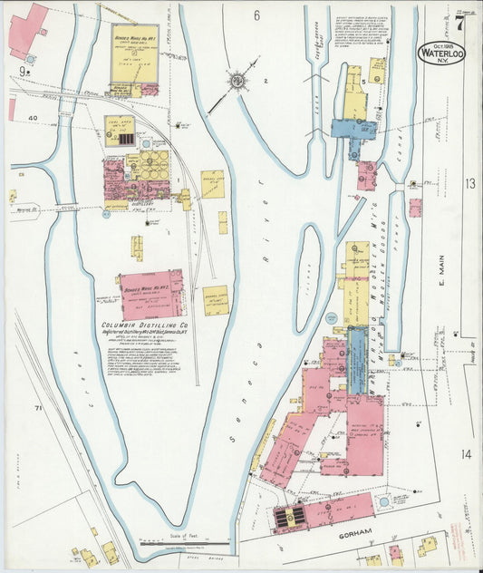 Sanborn Fire Insurance Map from Waterloo, Seneca County, New York (1918), Sheet #0007 - Historic Sanborn Fire Insurance Map Print, vintage old map wall art, antique decor, genealogy gift, New York New York map