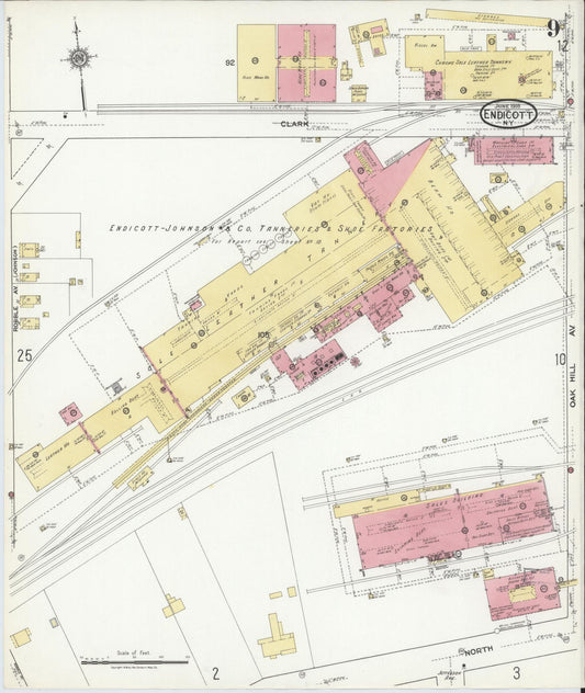 Sanborn Fire Insurance Map from Endicott, Broome County, New York (1918), Sheet #0009 - Historic Sanborn Fire Insurance Map Print, vintage old map wall art, antique decor, genealogy gift, New York New York map