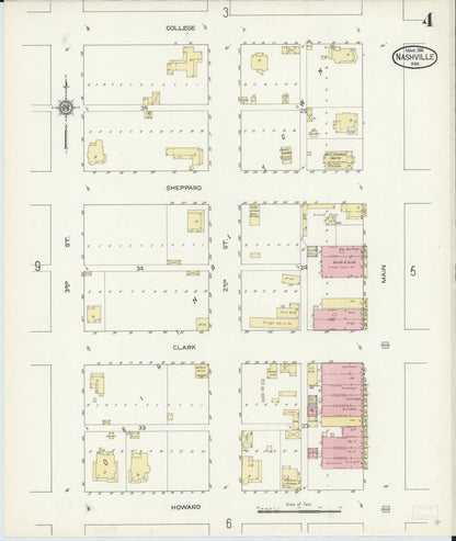 Sanborn Fire Insurance Map from Nashville, Howard County, Arkansas (1914), Sheet #0004 - Complete Map Set gallery image, historic Sanborn map, vintage wall art, Arkansas Arkansas