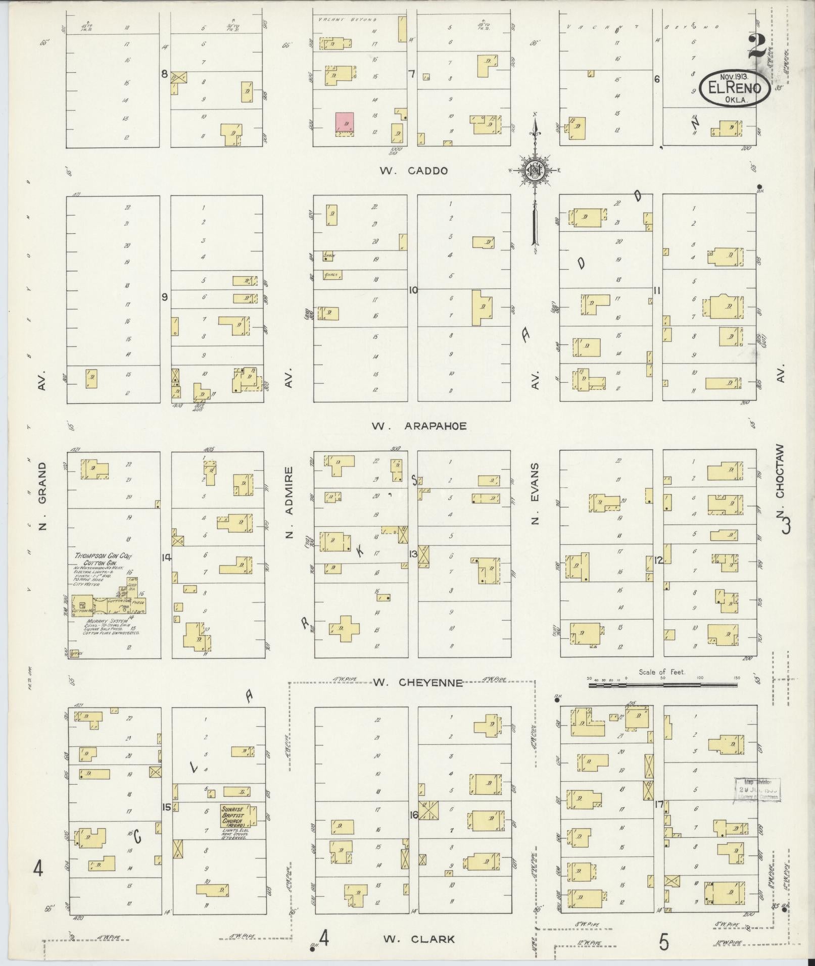 Sanborn Fire Insurance Map from El Reno, Canadian County, Oklahoma (1913), Sheet #0002 - Historic Sanborn Fire Insurance Map Print, vintage old map wall art, antique decor, genealogy gift, Oklahoma Oklahoma map