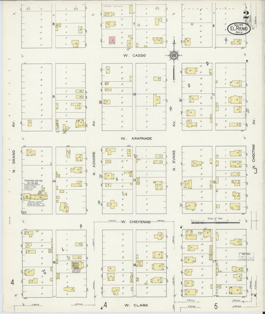 Sanborn Fire Insurance Map from El Reno, Canadian County, Oklahoma (1913), Sheet #0002 - Historic Sanborn Fire Insurance Map Print, vintage old map wall art, antique decor, genealogy gift, Oklahoma Oklahoma map