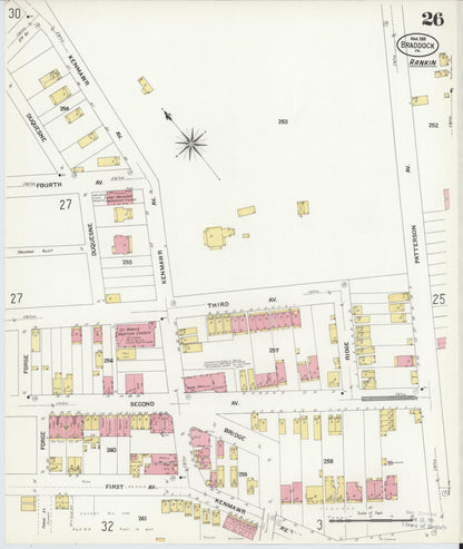 Sanborn Fire Insurance Map from Braddock, Allegheny County, Pennsylvania (1908), Sheet #0026 - Complete Map Set gallery image, historic Sanborn map, vintage wall art, Pennsylvania Pennsylvania
