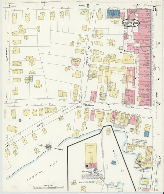 Sanborn Fire Insurance Map from Gouverneur, Saint Lawrence County, New York (1912), Sheet #0005 - Historic Sanborn Fire Insurance Map Print, vintage old map wall art, antique decor, genealogy gift, New York New York map