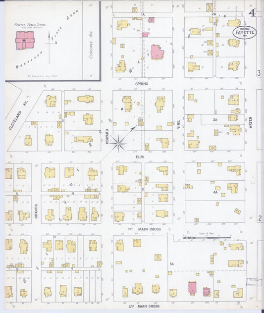 Sanborn Fire Insurance Map from Fayette, Howard County, Missouri (1902), Sheet #0004 - Historic Sanborn Fire Insurance Map Print, vintage old map wall art, antique decor, genealogy gift, Missouri Missouri map
