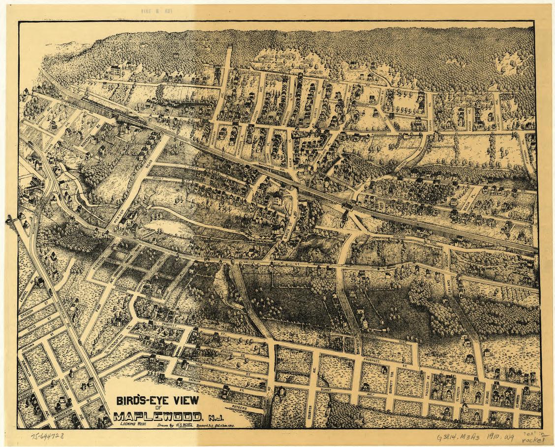 Bird's-eye-view of Maplewood, N.J. (1910) – Historic Bird’s-Eye View Panorama Print