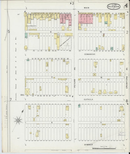 Sanborn Fire Insurance Map from Norman, Cleveland County, Oklahoma (1896), Sheet #0004 - Complete Map Set gallery image, historic Sanborn map, vintage wall art, Oklahoma Oklahoma