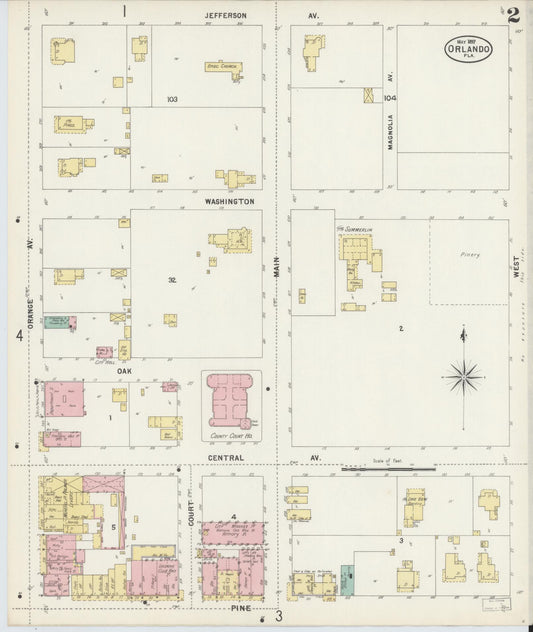 Sanborn Fire Insurance Map from Orlando, Orange County, Florida (1897), Sheet #0002 - Historic Sanborn Fire Insurance Map Print, vintage old map wall art, antique decor, genealogy gift, Florida Florida map