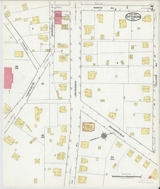 Sanborn Fire Insurance Map from Pittsburg, Camp County, Texas (1921), Sheet #0007 - Historic Sanborn Fire Insurance Map Print, vintage old map wall art, antique decor, genealogy gift, Texas Texas map