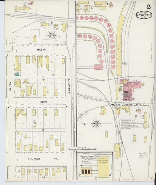 Sanborn Fire Insurance Map from Newberry, Luce County, Michigan (1893), Sheet #0002 - Historic Sanborn Fire Insurance Map Print, vintage old map wall art, antique decor, genealogy gift, Michigan Michigan map