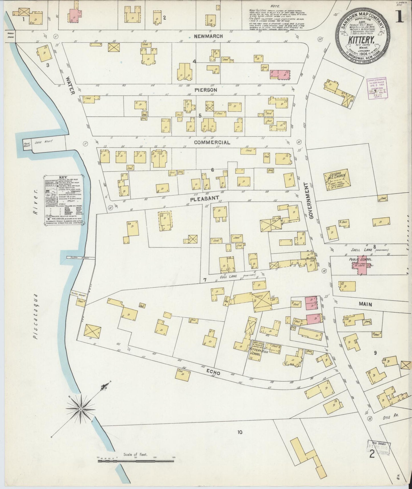 Sanborn Fire Insurance Map from Kittery, York County, Maine. (1904) – Historic Sanborn Fire Insurance Map Print