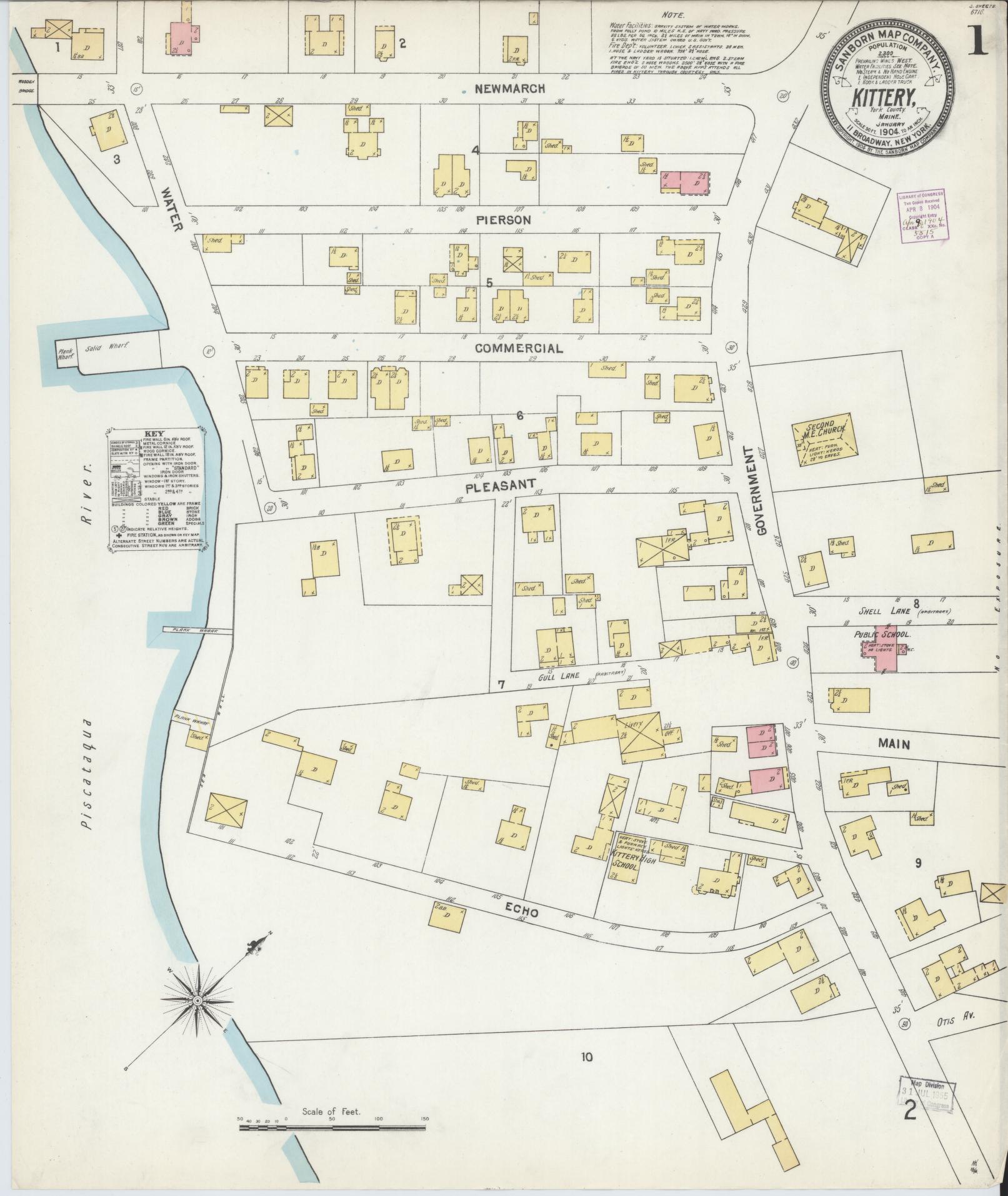 Sanborn Fire Insurance Map from Kittery, York County, Maine. (1904) – Historic Sanborn Fire Insurance Map Print