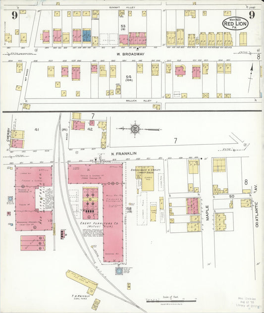 Sanborn Fire Insurance Map from Red Lion, York County, Pennsylvania (1923), Sheet #0009 - Historic Sanborn Fire Insurance Map Print, vintage old map wall art, antique decor, genealogy gift, Pennsylvania Pennsylvania map
