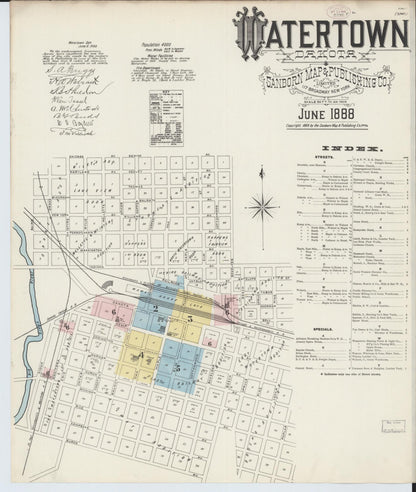 Sanborn Fire Insurance Map from Watertown, Codington County, South Dakota (1888), Sheet #0001 - Complete Map Set gallery image, historic Sanborn map, vintage wall art, South Dakota South Dakota