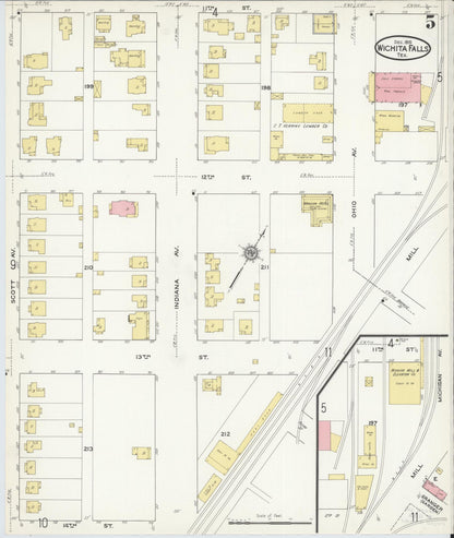 Sanborn Fire Insurance Map from Wichita Falls, Wichita County, Texas (1915), Sheet #0005 - Complete Map Set gallery image, historic Sanborn map, vintage wall art, Texas Texas