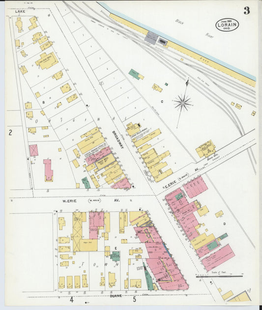 Sanborn Fire Insurance Map from Lorain, Lorain County, Ohio (1905), Sheet #0003 - Historic Sanborn Fire Insurance Map Print, vintage old map wall art, antique decor, genealogy gift, Ohio Ohio map
