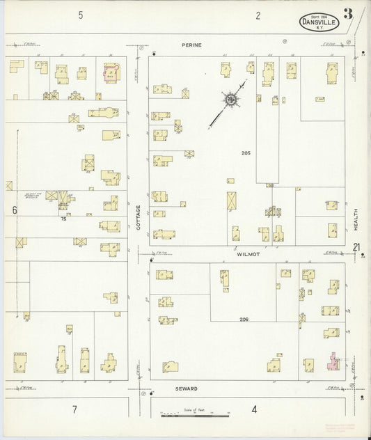 Sanborn Fire Insurance Map from Dansville, Livingston County, New York (1914), Sheet #0003 - Historic Sanborn Fire Insurance Map Print, vintage old map wall art, antique decor, genealogy gift, New York New York map