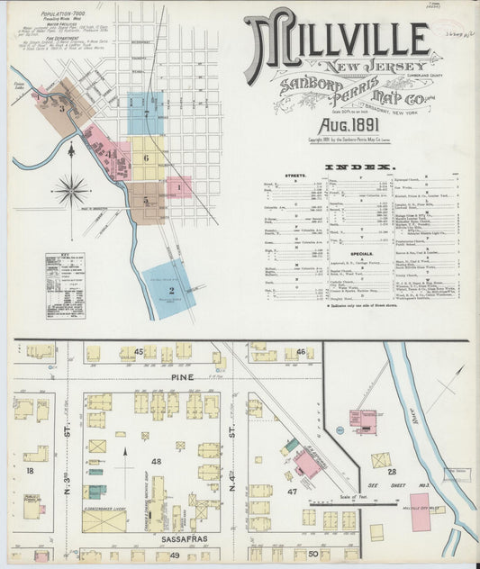 Sanborn Fire Insurance Map from Millville, Cumberland County, New Jersey. (1891) – Historic Sanborn Fire Insurance Map Print