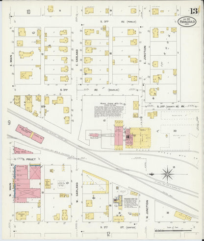 Sanborn Fire Insurance Map from Paragould, Greene County, Arkansas (1909), Sheet #0013 - Complete Map Set gallery image, historic Sanborn map, vintage wall art, Arkansas Arkansas