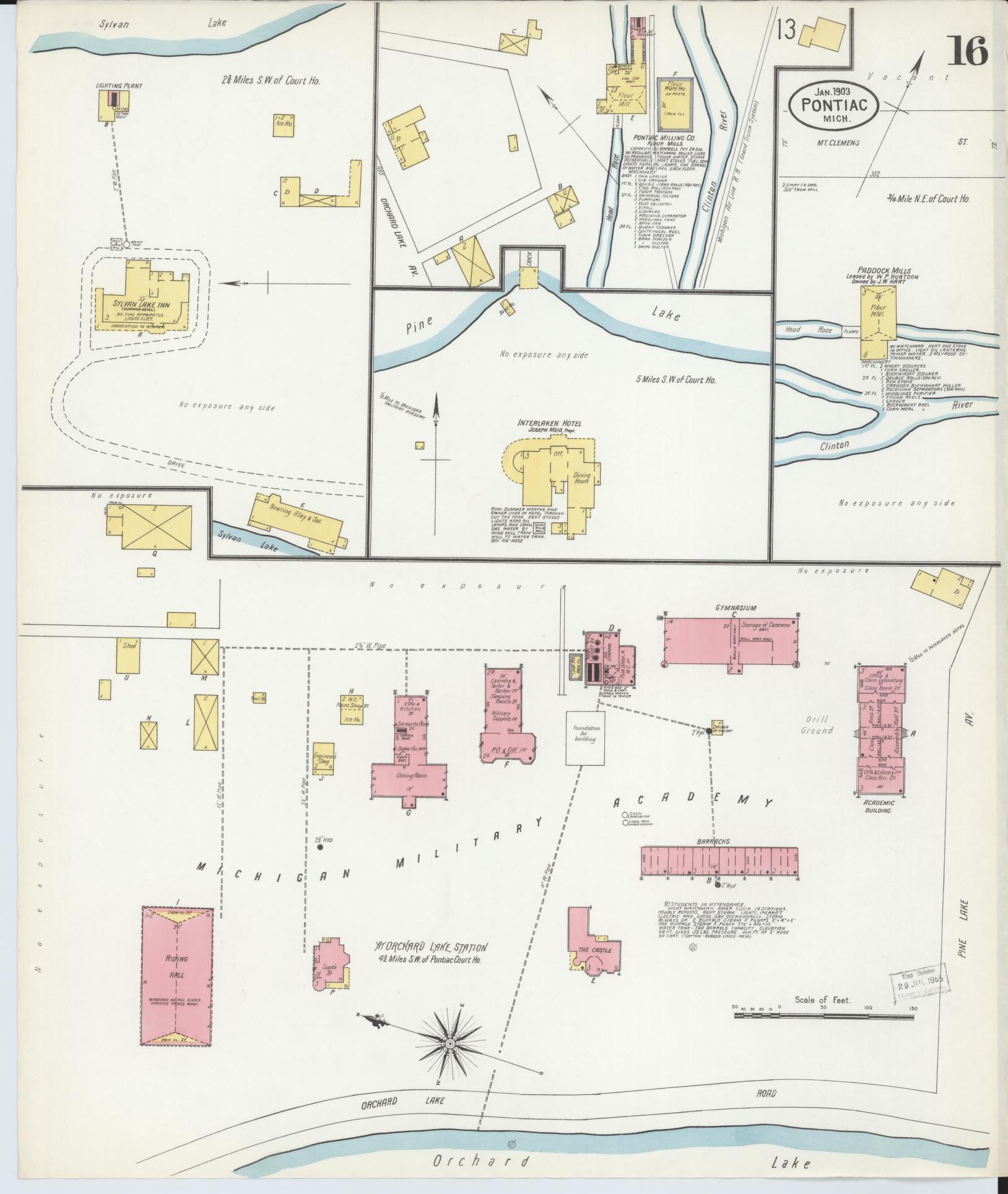 Sanborn Fire Insurance Map from Pontiac, Oakland County, Michigan (1903), Sheet #0016 - Complete Map Set gallery image, historic Sanborn map, vintage wall art, Michigan Michigan