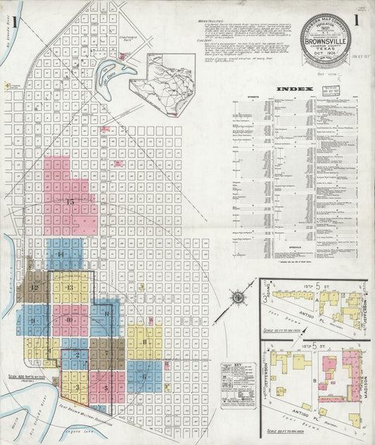 Sanborn Fire Insurance Map from Brownsville, Cameron County, Texas (1926), Sheet #0001 - Complete Map Set gallery image, historic Sanborn map, vintage wall art, Texas Texas