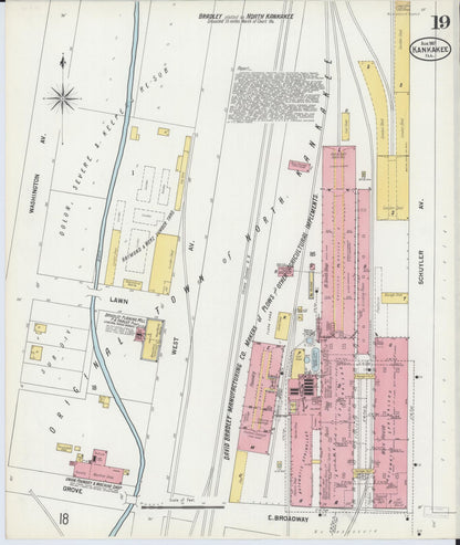Sanborn Fire Insurance Map from Kankakee, Kankakee County, Illinois (1901), Sheet #0019 - Complete Map Set gallery image, historic Sanborn map, vintage wall art, Illinois Illinois