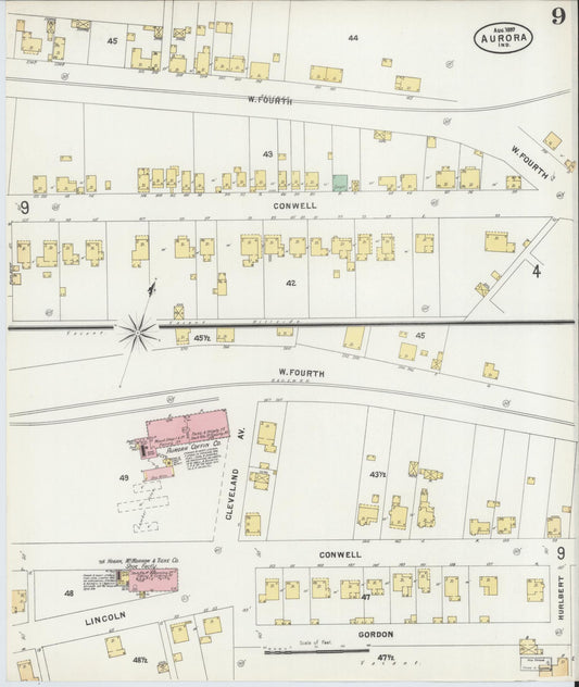 Sanborn Fire Insurance Map from Aurora, Dearborn County, Indiana (1897), Sheet #0009 - Historic Sanborn Fire Insurance Map Print, vintage old map wall art, antique decor, genealogy gift, Indiana Indiana map