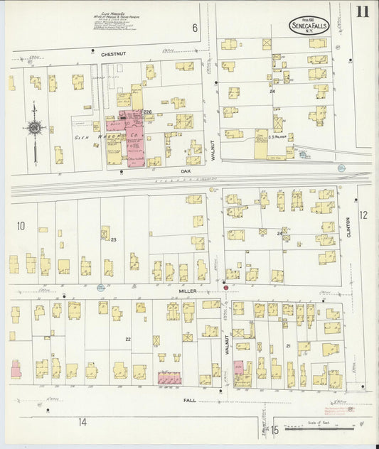 Sanborn Fire Insurance Map from Seneca Falls, Seneca County, New York (1911), Sheet #0011 - Historic Sanborn Fire Insurance Map Print, vintage old map wall art, antique decor, genealogy gift, New York New York map