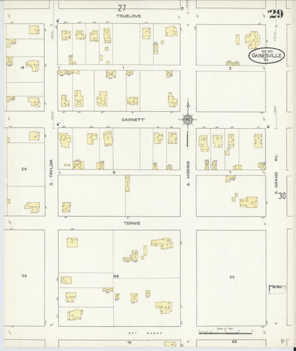 Sanborn Fire Insurance Map from Gainesville, Cooke County, Texas (1913), Sheet #0029 - Complete Map Set gallery image, historic Sanborn map, vintage wall art, Texas Texas