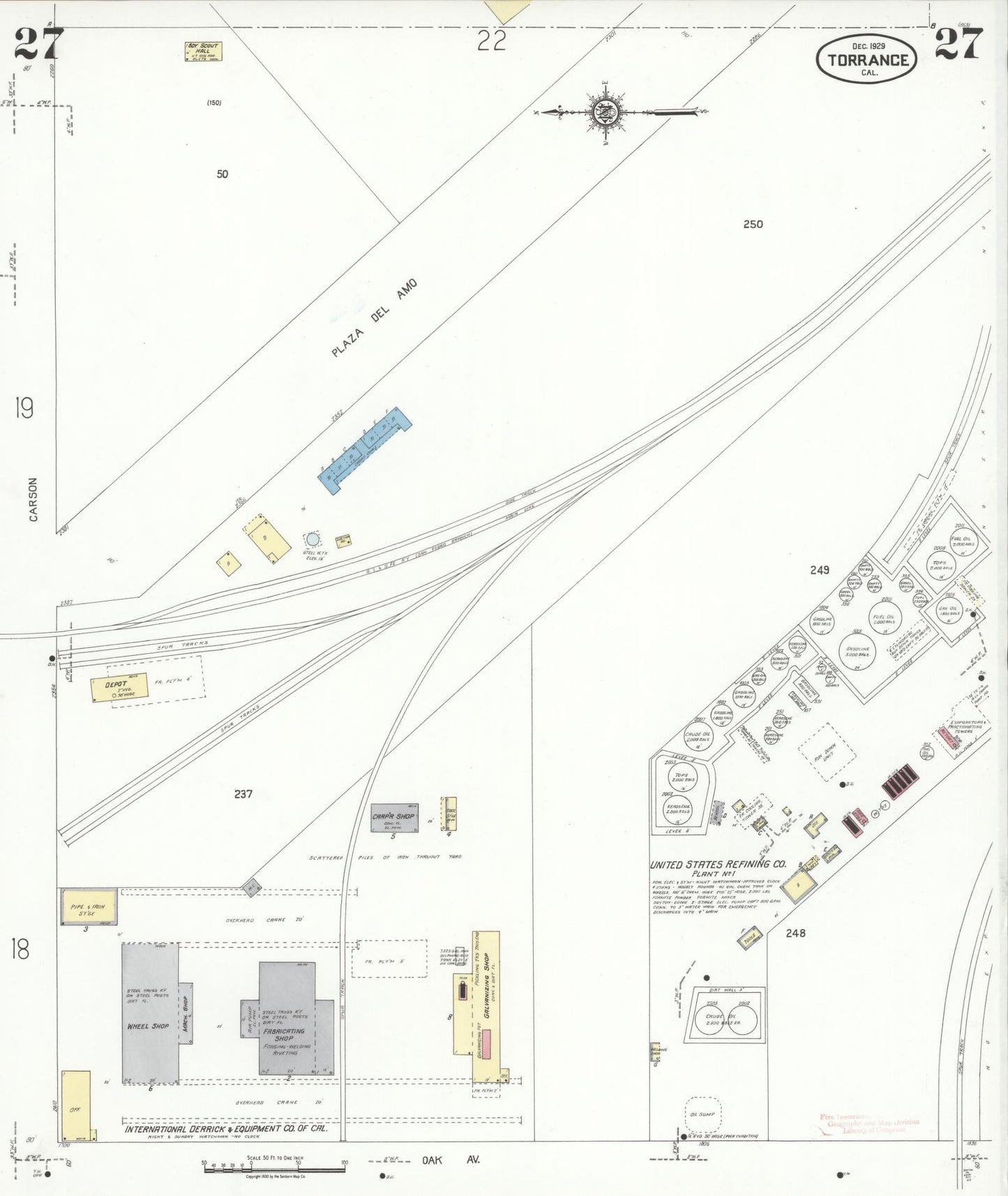 Sanborn Fire Insurance Map from Torrance, Los Angeles County, California (1929), Sheet #0027 - Complete Map Set gallery image, historic Sanborn map, vintage wall art, California California