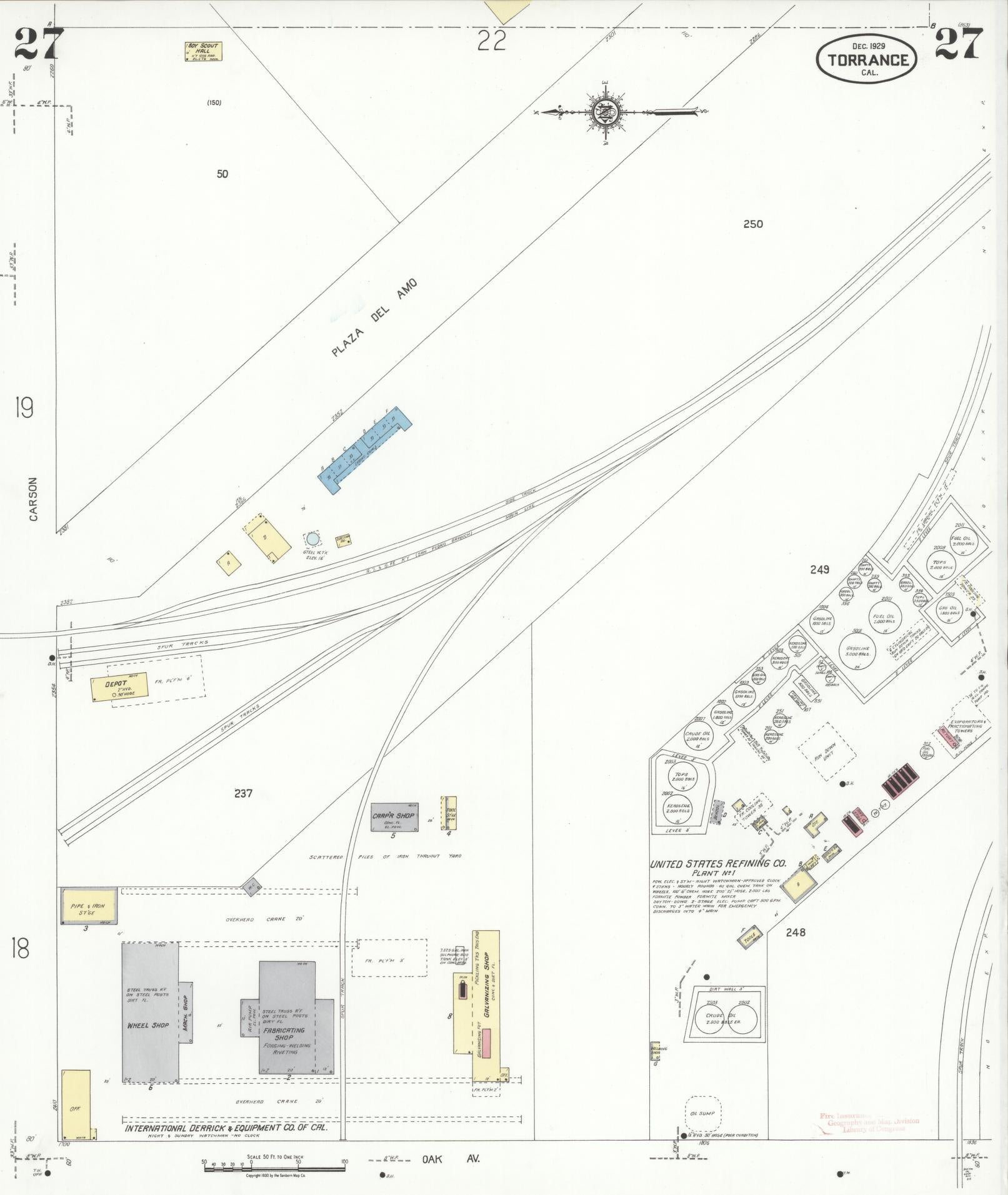 Sanborn Fire Insurance Map from Torrance, Los Angeles County, California (1929), Sheet #0027 - Complete Map Set gallery image, historic Sanborn map, vintage wall art, California California