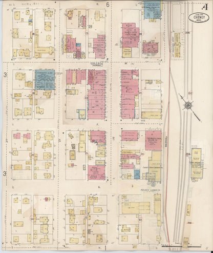 Sanborn Fire Insurance Map from Cheney, Spokane County, Washington (1939), Sheet #0004 - Complete Map Set gallery image, historic Sanborn map, vintage wall art, Washington Washington