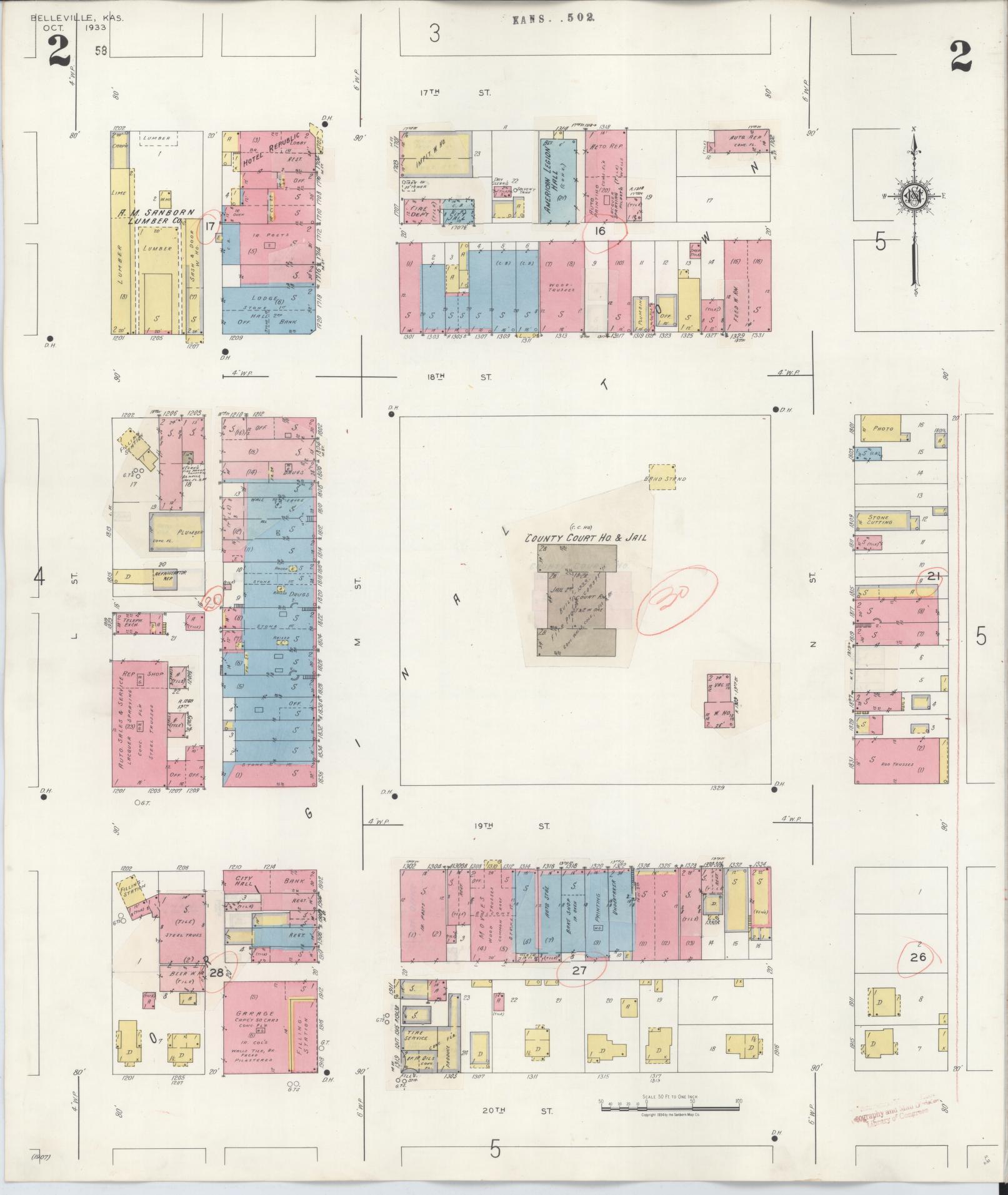 Sanborn Fire Insurance Map from Belleville, Republic County, Kansas (1943), Sheet #0002 - Complete Map Set gallery image, historic Sanborn map, vintage wall art, Kansas Kansas