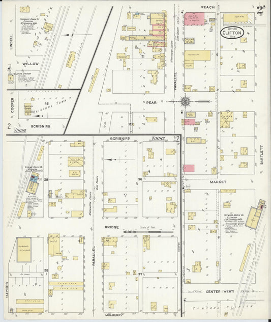 Sanborn Fire Insurance Map from Clifton, Washington and Clay Counties, Kansas (1911), Sheet #0002 - Historic Sanborn Fire Insurance Map Print, vintage old map wall art, antique decor, genealogy gift, Kansas Kansas map