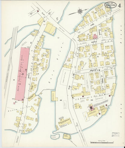 Sanborn Fire Insurance Map from Biddeford, York County, Maine (1912), Sheet #0004 - Complete Map Set gallery image, historic Sanborn map, vintage wall art, Maine Maine