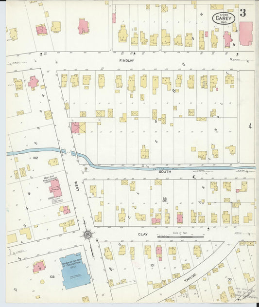 Sanborn Fire Insurance Map from Carey, Wyandot County, Ohio (1916), Sheet #0003 - Historic Sanborn Fire Insurance Map Print, vintage old map wall art, antique decor, genealogy gift, Ohio Ohio map