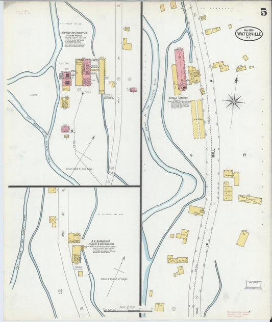 Sanborn Fire Insurance Map from Waterville, Oneida County, New York (1899), Sheet #0005 - Historic Sanborn Fire Insurance Map Print, vintage old map wall art, antique decor, genealogy gift, New York New York map