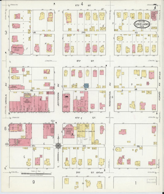 Sanborn Fire Insurance Map from Loveland, Larimer County, Colorado (1918), Sheet #0007 - Historic Sanborn Fire Insurance Map Print, vintage old map wall art, antique decor, genealogy gift, Colorado Colorado map