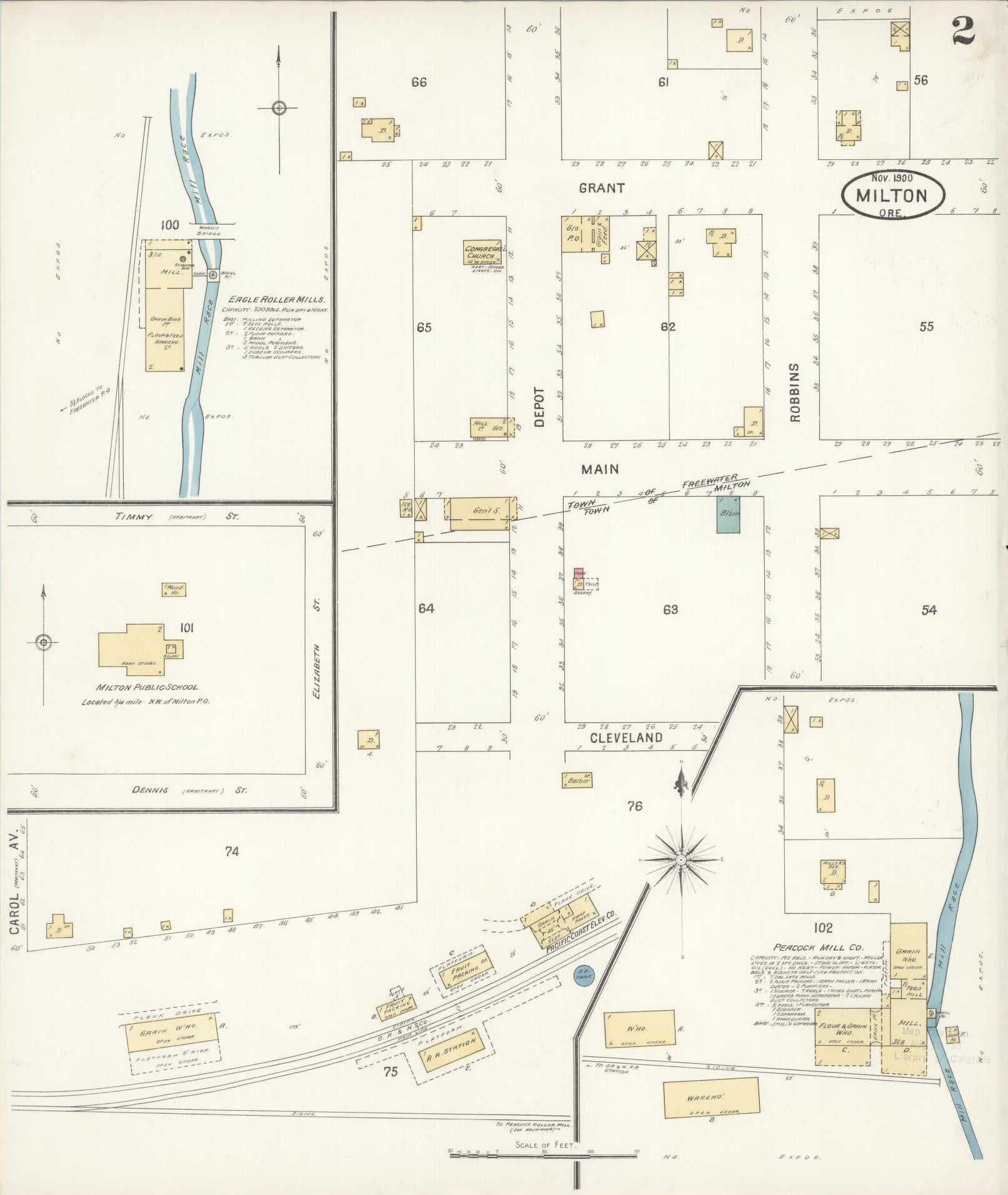 Sanborn Fire Insurance Map from Milton, Umatilla County, Oregon (1900), Sheet #0002 - Complete Map Set gallery image, historic Sanborn map, vintage wall art, Oregon Oregon