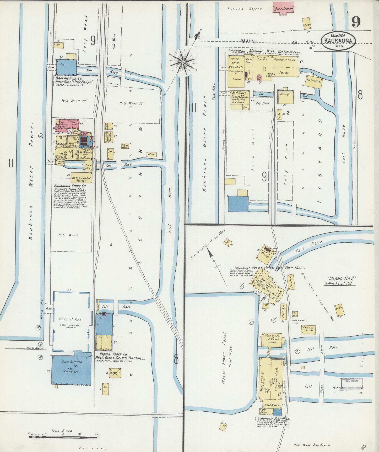 Sanborn Fire Insurance Map from Kaukauna, Outagamie County, Wisconsin (1906), Sheet #0009 - Complete Map Set gallery image, historic Sanborn map, vintage wall art, Wisconsin Wisconsin