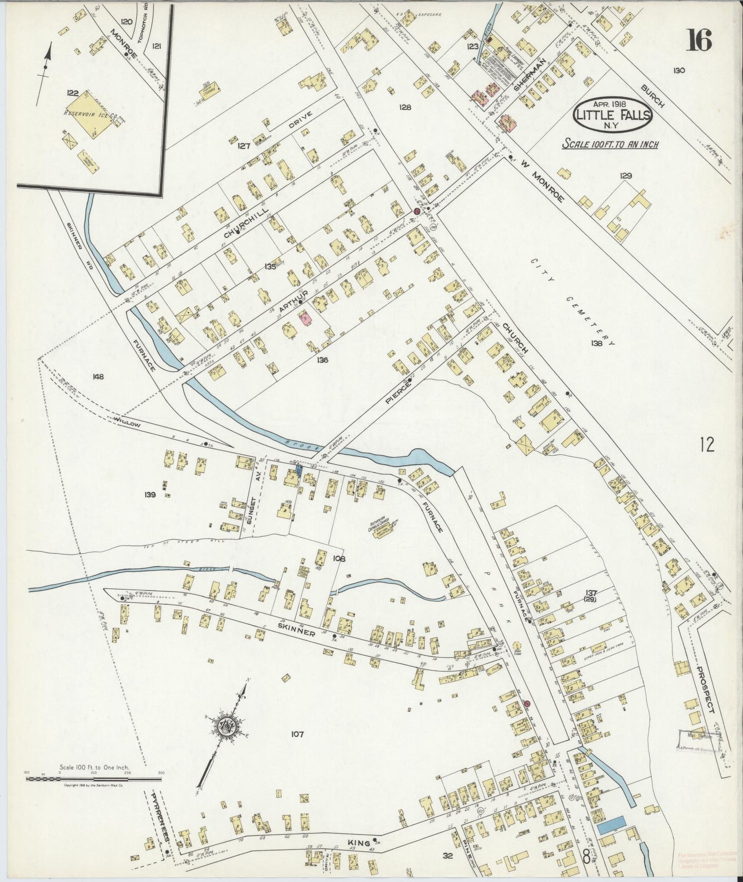 Sanborn Fire Insurance Map from Little Falls, Herkimer County, New York (1918), Sheet #0016 - Complete Map Set gallery image, historic Sanborn map, vintage wall art, New York New York