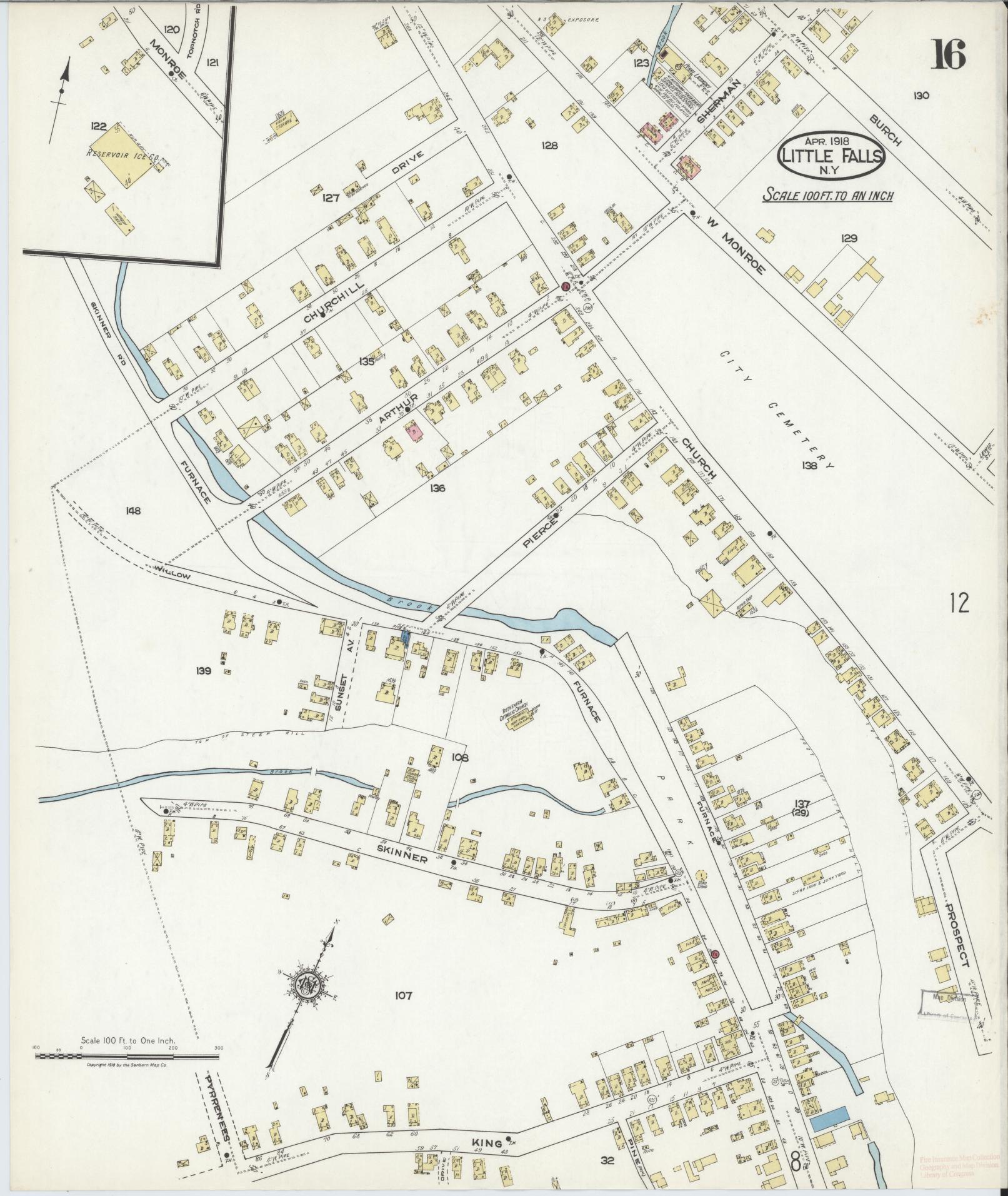 Sanborn Fire Insurance Map from Little Falls, Herkimer County, New York (1918), Sheet #0016 - Complete Map Set gallery image, historic Sanborn map, vintage wall art, New York New York